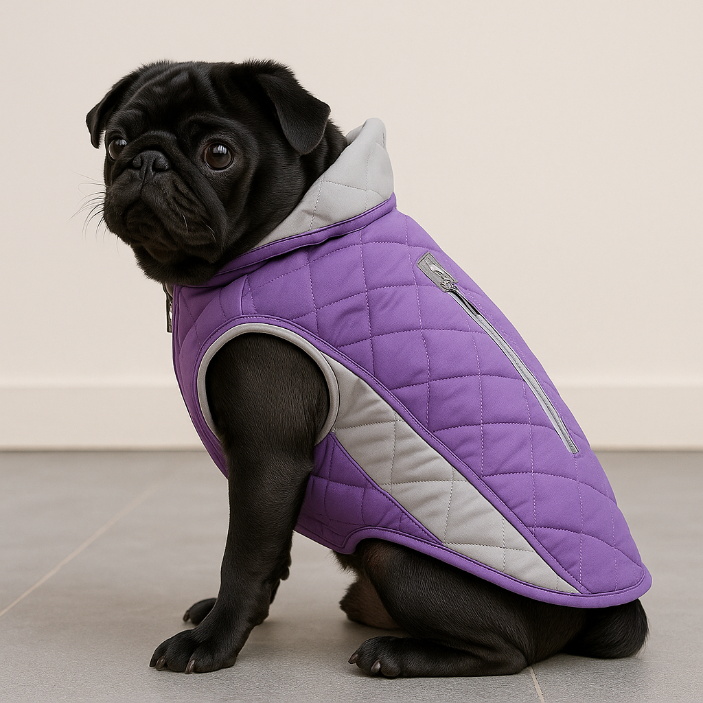 Abrigo Impermeable Acolchado para Perros | Lila y Gris