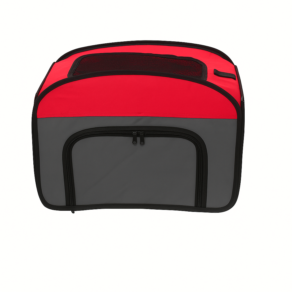 Transportín Plegable para Perros y Gatos – Rojo/Gris | Ligero, Ventilado y Muy Resistente