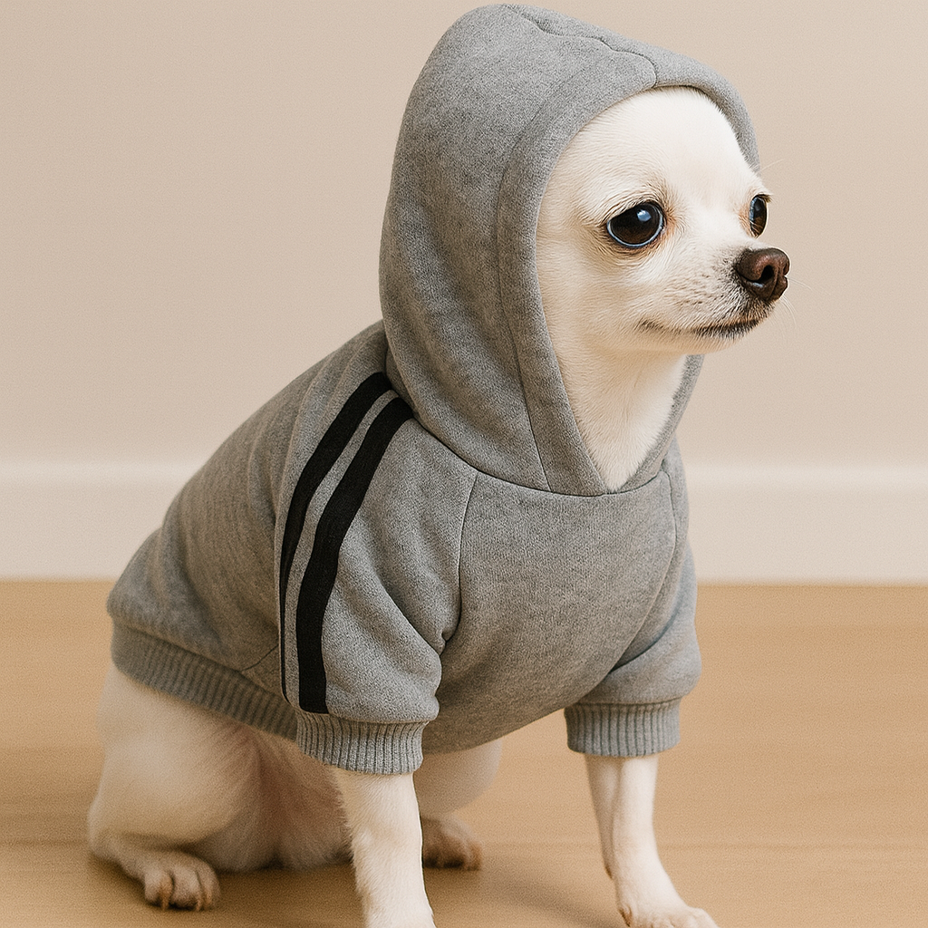 Sudadera Gris con Capucha para Perros