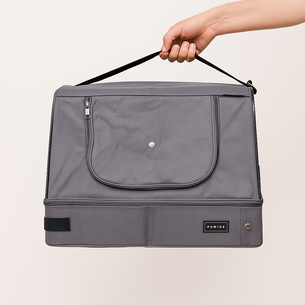 Transportín Plegable – Gris | Seguro, Resistente y Fácil de Guardar