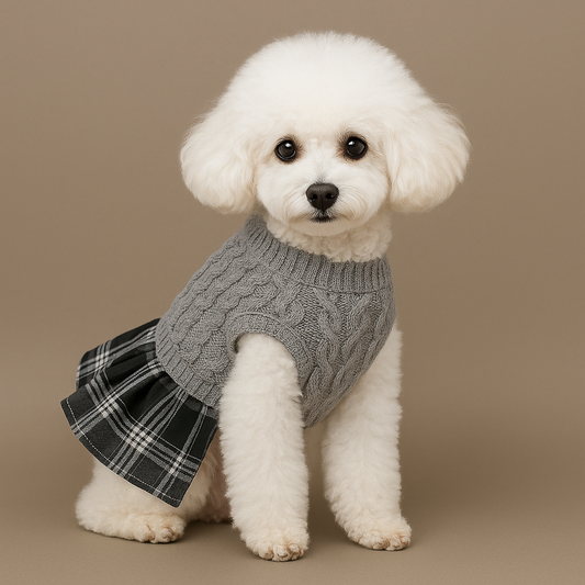 Vestido de Invierno para Perros | Jersey Elegante Gris