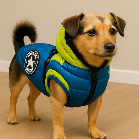 Chaleco Acolchado Azul y Verde con Arnés Integrado