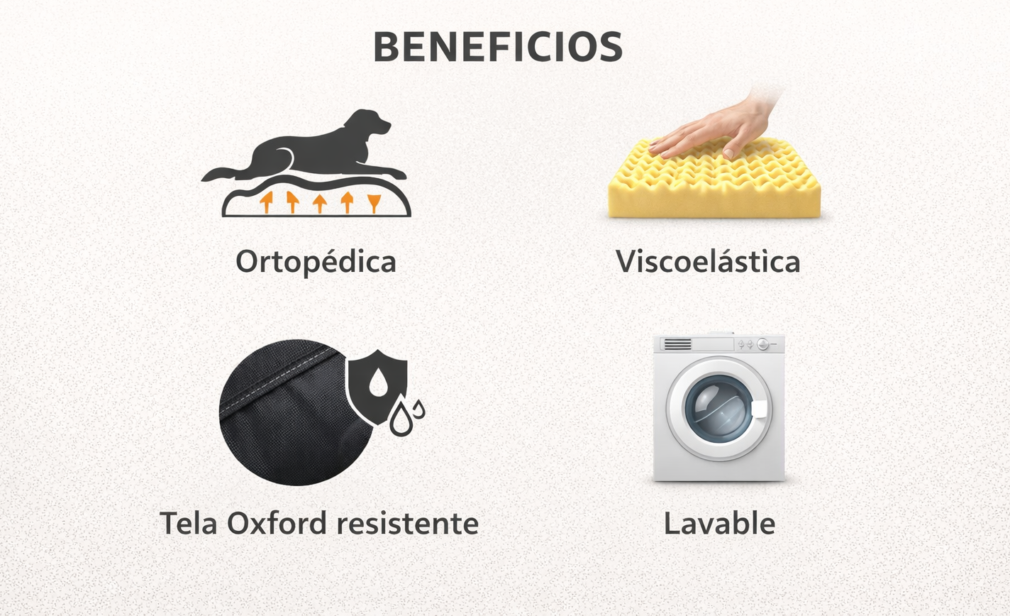 Cama Ortopédica para Perros 80x60cm – Viscoelástica con Tejido Oxford - Imagen 4