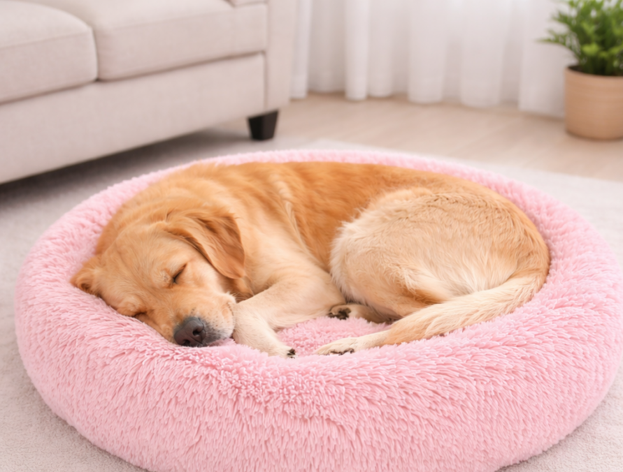 Cama Redonda 90 cm para Perros con Fibra de Memoria