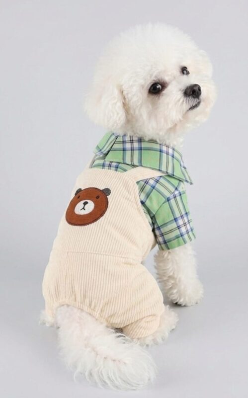 Traje perro con peto y camisa – Ropa para perro pequeño suave y cómoda